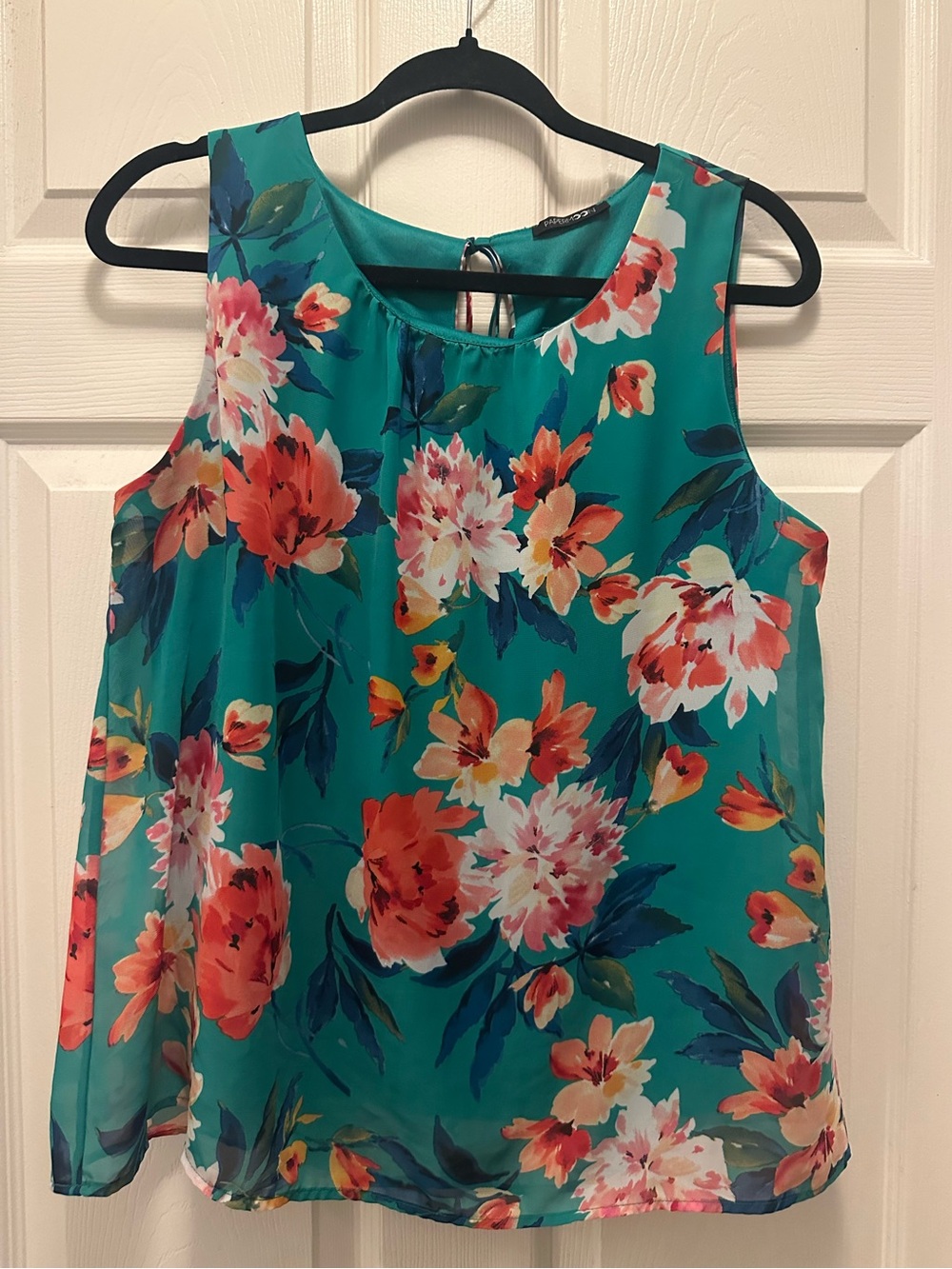 Papermoon Teal Floral Sleeveless Blouse